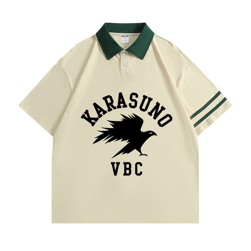 Volleyball Junior Animation Short-sleeved T-shirt Men's and Women's Uno College Volleyball Department Xigu Evening Retro Polo Shirt Summer New - Image 1