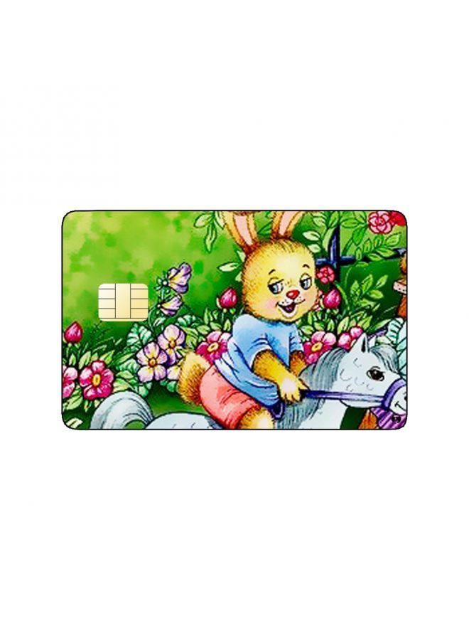RKN PRINTED BANK CARD STICKER Cute Rabbit Drawing With Horse Toy - Image 2
