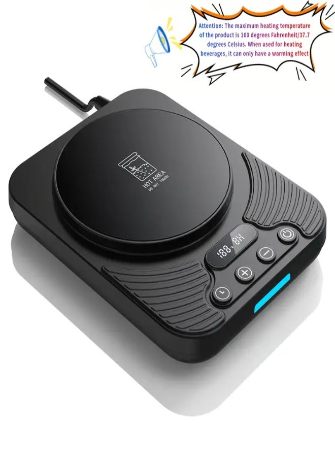 ارواق سخان تخمير مطور - وسادة تسخين قهوة مكتبية، وسادة تسخين العجين المخمر للتحكم الدقيق في درجة الحرارة، تشغيل/إيقاف التسخين التلقائي، سخان العجين المخمر مؤقت لمدة 12 ساعة، مع قابس USB (أقصى درجة حرارة 100 درجة فهرنهايت/37.7 درجة مئوية) - أسود - Image 1