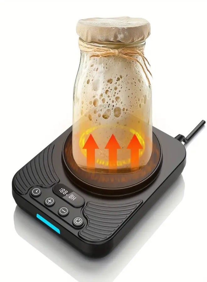 ارواق سخان تخمير مطور - وسادة تسخين قهوة مكتبية، وسادة تسخين العجين المخمر للتحكم الدقيق في درجة الحرارة، تشغيل/إيقاف التسخين التلقائي، سخان العجين المخمر مؤقت لمدة 12 ساعة، مع قابس USB (أقصى درجة حرارة 100 درجة فهرنهايت/37.7 درجة مئوية) - أسود - Image 3