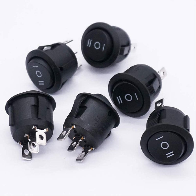 Twidec /6Pcs Rocker Switch 3 Pins 3 Position ON/Off/ON AC 6A/125V 10A/250V SPDT Car Boat Black Rocker Switch Toggle KCD1-5-103 - Image 3