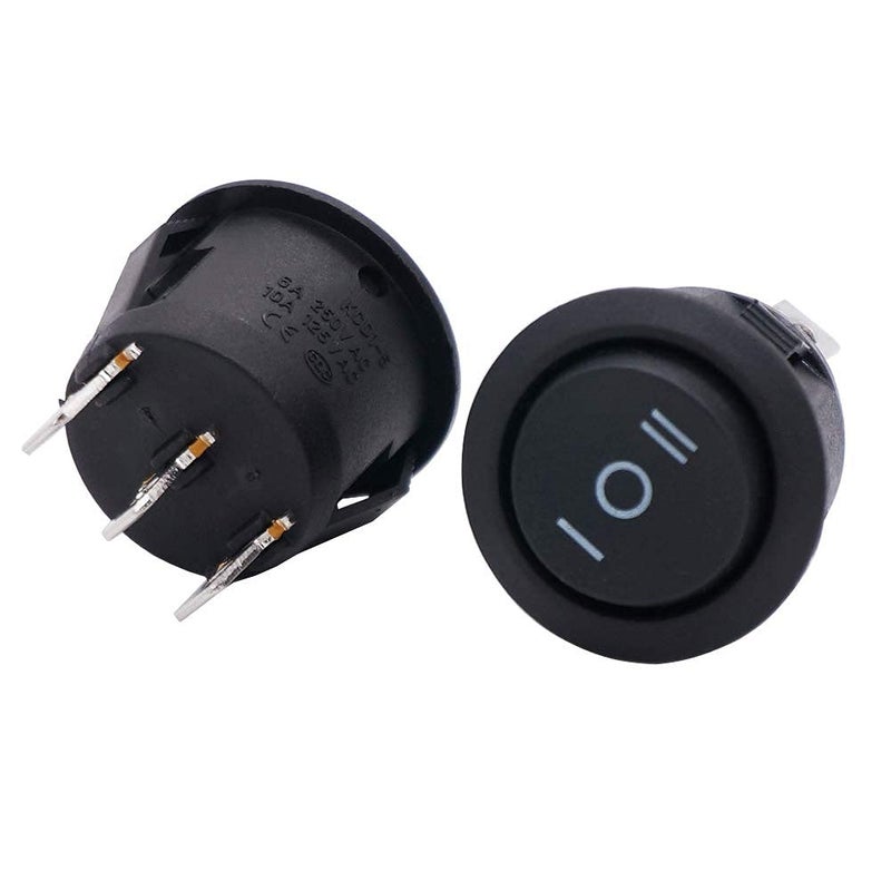 Twidec /6Pcs Rocker Switch 3 Pins 3 Position ON/Off/ON AC 6A/125V 10A/250V SPDT Car Boat Black Rocker Switch Toggle KCD1-5-103 - Image 2