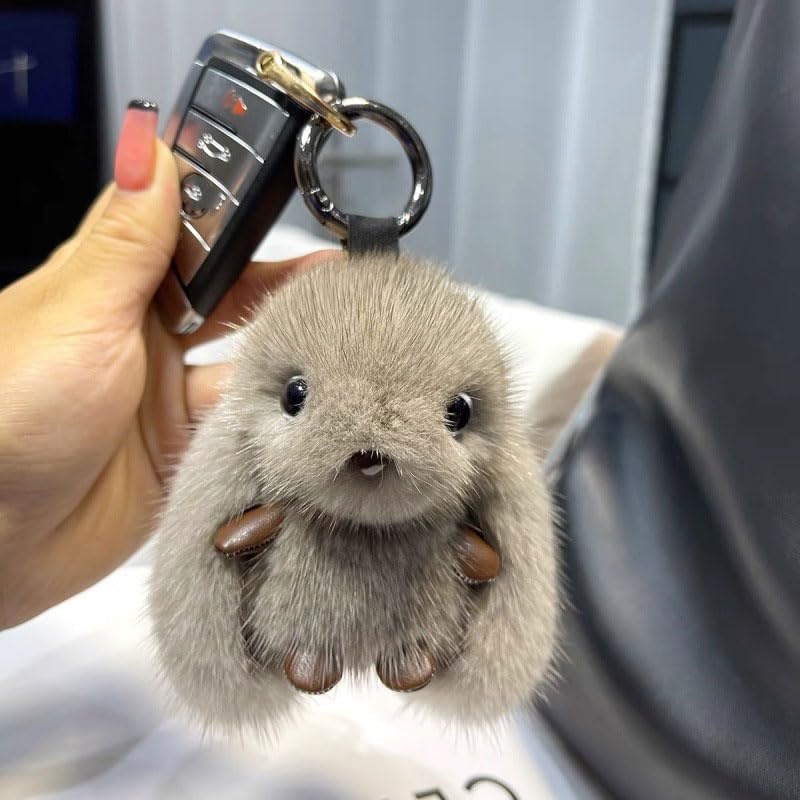 ELVRLA Super Cute Long Ears Rabbit Bunny keychain Rabbit Key Chain Key Ring Bag Charm Purse Charms Pendant -Grey - Image 2