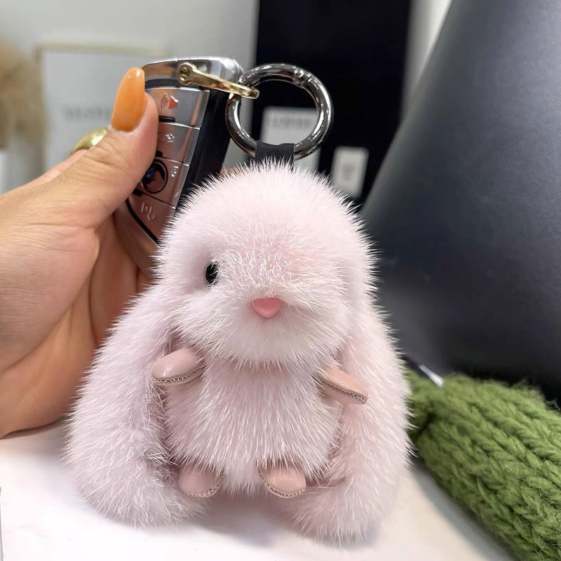 ELVRLA Super Cute Long Ears Rabbit Bunny keychain Rabbit Key Chain Key Ring Bag Charm Purse Charms Pendant -Grey - Image 3