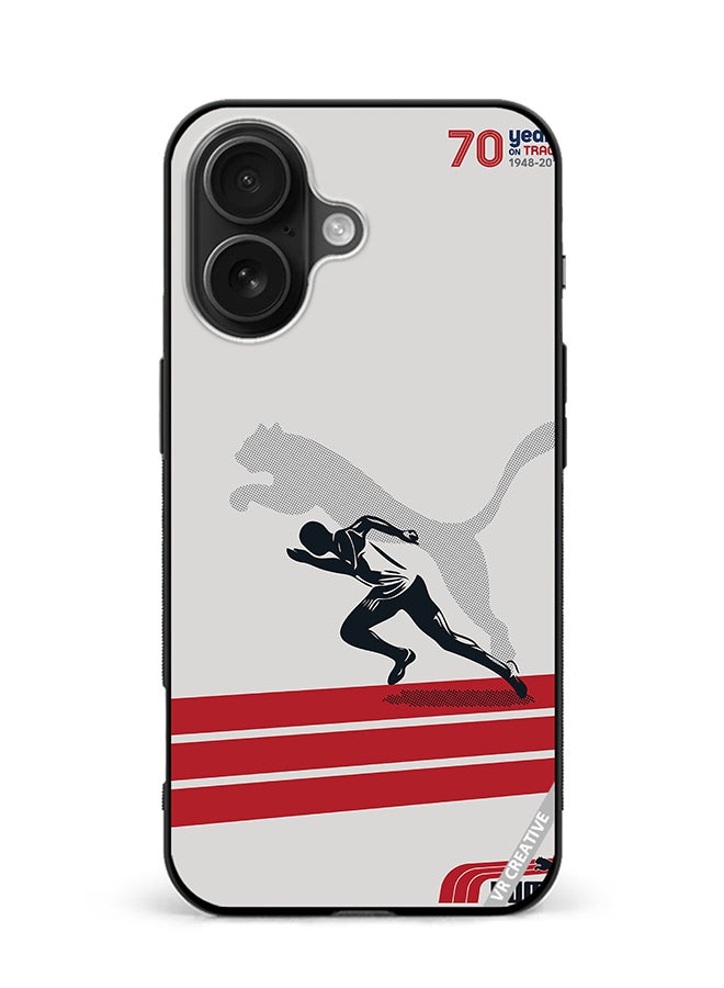 Protective Case Cover For Apple iPhone 16 Plus Puma Runner Design Multicolour
