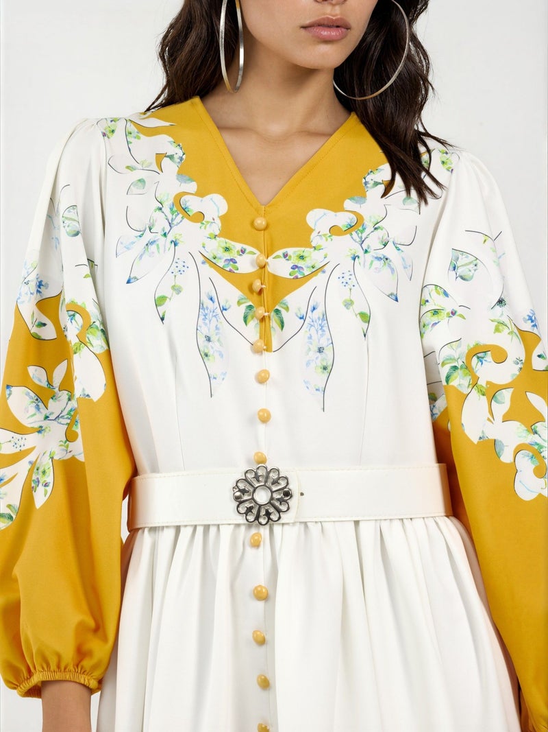 Jennyfer Floral Maxi Dress with V-Neck and Button Detail - Image 4