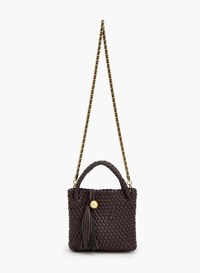 Celeste Braided Crossbody Bag With Tassel Detail