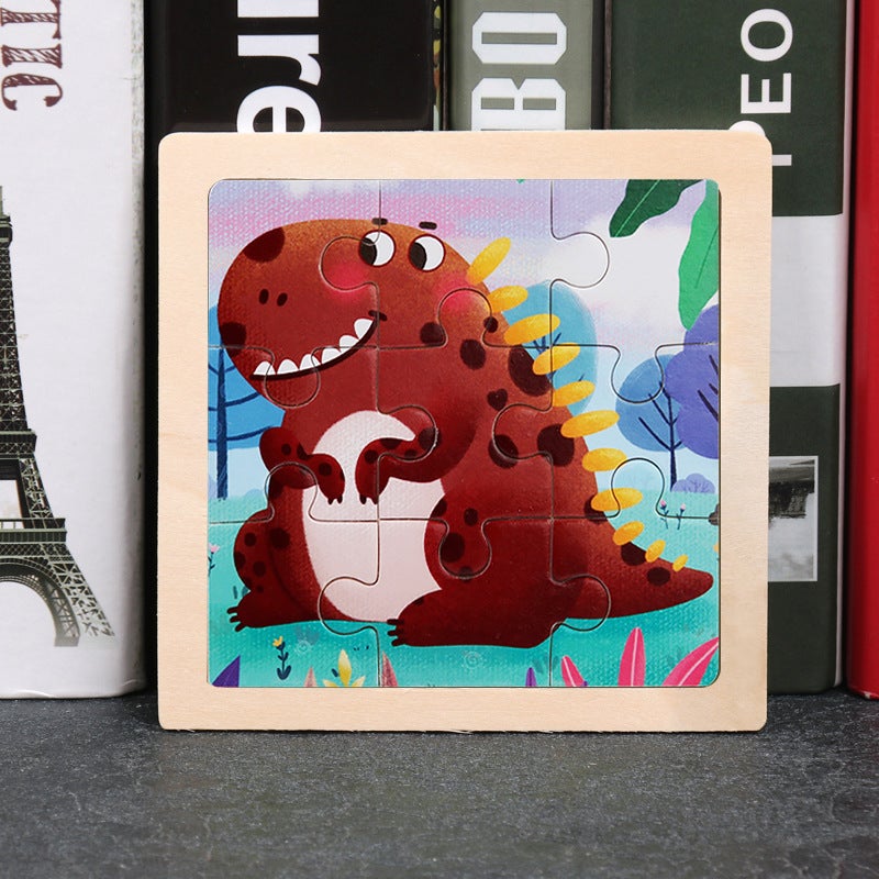 9-Piece Wooden Puzzle 1-3 Year Old Boys And Girls Educational Cartoon Transportation Animal Enlightenment Early Education Puzzle Toy - Image 1