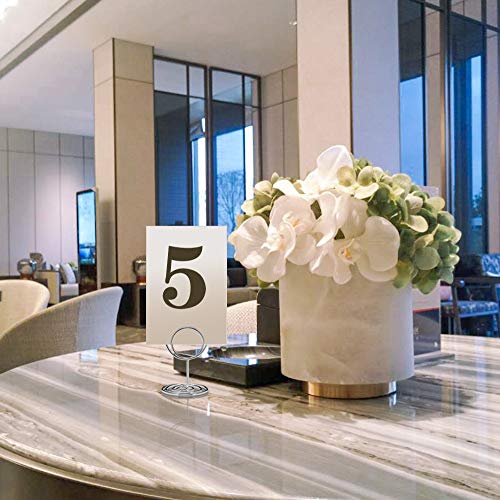 Jofefe 20pcs Mini Place Card Holders, Cute Table Number Holders, Classy Table Card Holder Table Picture Stands, Elegant Wire Photo Holder Menu Memo Clips, Idea for Wedding, Anniversary Party（Silver - Image 5