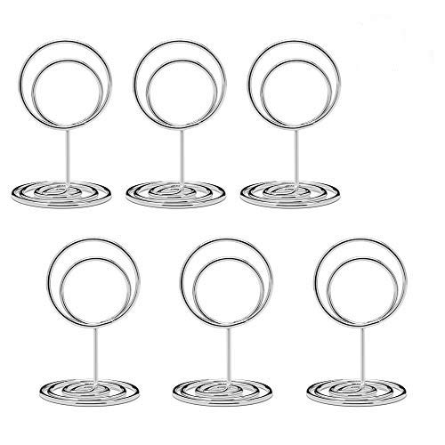 Jofefe 20pcs Mini Place Card Holders, Cute Table Number Holders, Classy Table Card Holder Table Picture Stands, Elegant Wire Photo Holder Menu Memo Clips, Idea for Wedding, Anniversary Party（Silver - Image 1