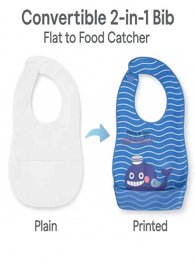KIDDOLANE Convertible Baby Bib with Food Catcher (Pack of 2) - Waterproof Apron for Baby Feeding | Bib for Baby 1-3 Years | Easy to Clean Feeding Bib for Babies & Toddlers - Image 2