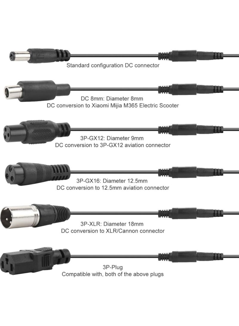 Adando 42V 2A Electric Scooter Charger: Scooter Charger 42v Mobility Scooters Battery Recharge, for 36V Li-ion Battery Electrify E-Bike Batterys Fast Recharge for M365 E Scooters Batterys Charging 6 Plugs (Black) - Image 2