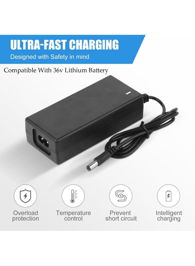 Adando 42V 2A Electric Scooter Charger: Scooter Charger 42v Mobility Scooters Battery Recharge, for 36V Li-ion Battery Electrify E-Bike Batterys Fast Recharge for M365 E Scooters Batterys Charging 6 Plugs (Black) - Image 4