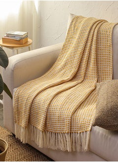 housethis Girnar Throw (Yellow) (130X150cm) | Machine Washable | 100% Cotton  - Image 1