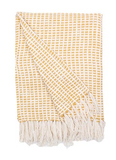 housethis Girnar Throw (Yellow) (130X150cm) | Machine Washable | 100% Cotton  - Image 3
