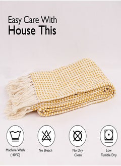 housethis Girnar Throw (Yellow) (130X150cm) | Machine Washable | 100% Cotton  - Image 5