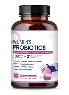 Probiotic Live Women’s Probiotic, 90 Caps 100 Billion CFU 31 Strains, with Organic Prebiotics Cranberry, Digestive Immune, Shelf Stable, Delayed Release, No Soy Gluten Dairy  - Image 1