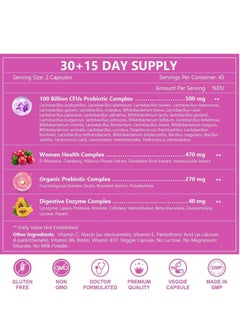 Probiotic Live Women’s Probiotic, 90 Caps 100 Billion CFU 31 Strains, with Organic Prebiotics Cranberry, Digestive Immune, Shelf Stable, Delayed Release, No Soy Gluten Dairy  - Image 5
