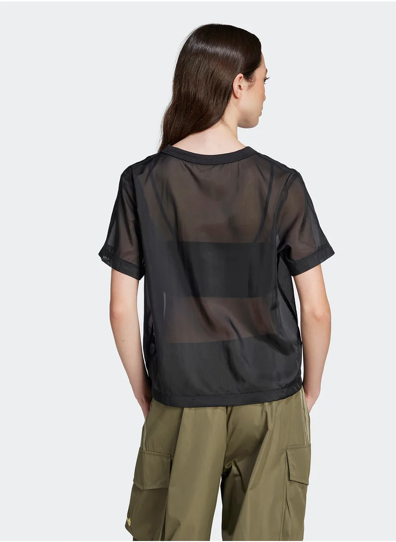 اديداس اوريجينالز Adicolor Sheer 3 Stripe T-Shirt