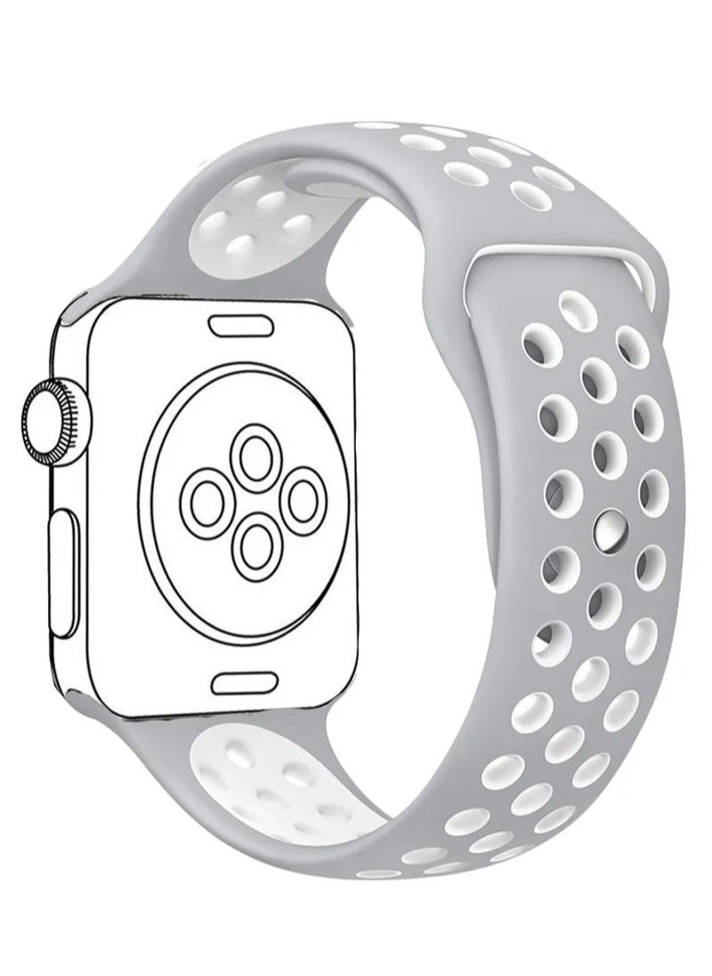 HEXABEX - Apple Watch Strap 46mm/45mm/44mm/49mm Nike Apple Watch band for Apple Watch All Series Grey/White - Image 1