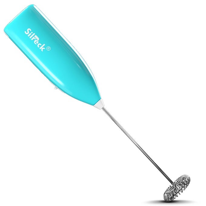 HANDHELD MILK FROTHER COFFEE AND CAPPUCCINO MIXER AUTOMATIC MILK FOAM MAKER ELECTRIC MILK FROTHER EGG MILKSHAKE WHISK BLUE