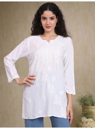 Alaya Women Chikankari Hand Embroidered Rayon Kurti -AL4071
