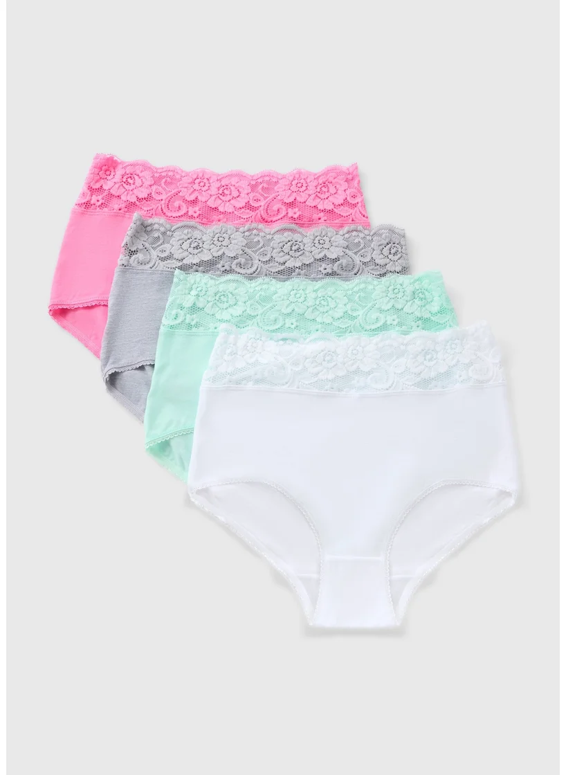Matalan 4 Pack Multicoloured Lace Full Knickers
