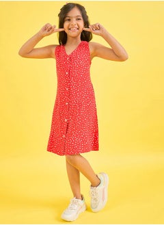 Stylo Bug Spot Print V Neck Casual Dress by Styli  - Image 1
