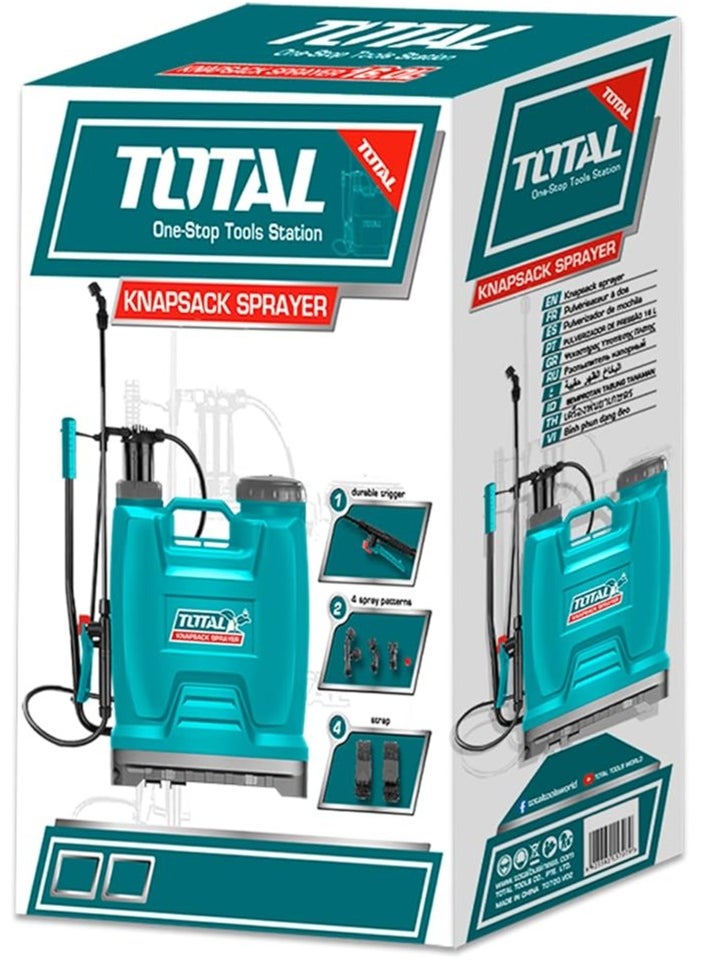 TOTAL - Total 16L Knapsack Sprayer - Adjustable Nozzle, Y Trigger with Fiberglass Lance for Efficient Garden Spraying - Image 1