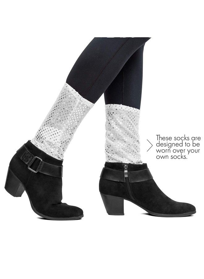 Skeleteen جوارب كوسبوم فضية متلألئة لحفلات الرقص، أكمام جوارب فضية لامعة، إكسسوارات الأزياء - Image 5