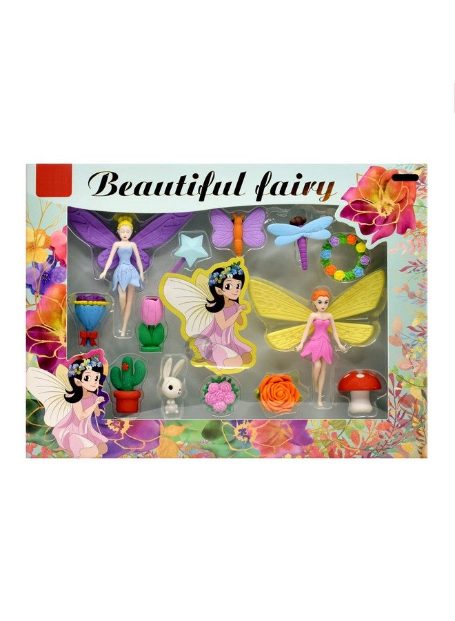 Kiditos Erasers Pack of 13 Beautiful Fairy Toy for Kids Girls Play Fancy Erasers for Kids School Stationary Kit Birthday Return Gift, Multi - Image 5