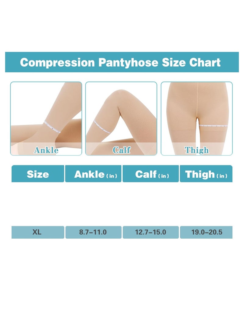 20-30 mmHg Compression Pantyhose for Women, Open Toe Medical Compression Stockings, Waist High Opaque Compression Tights for Edema, Varicose Veins, Swelling, Pregnant, Teacher, Doctor (XL)
