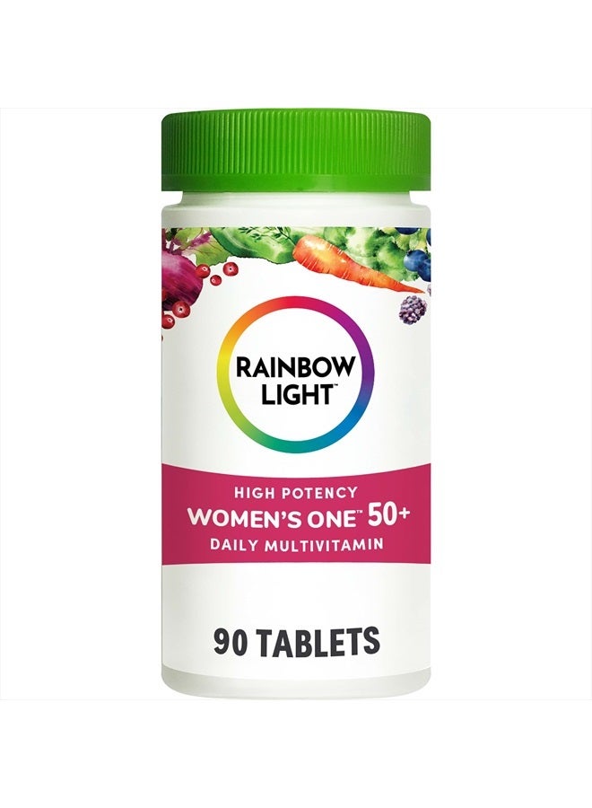 Rainbow Light Multivitamin for Women 50+, Vitamin C, D & Zinc, Probiotics, Women's One 50+ Multivitamin Provides High-Potency Immune Support, Non-GMO, Vegetarian, 90 Tablets  - Image 1