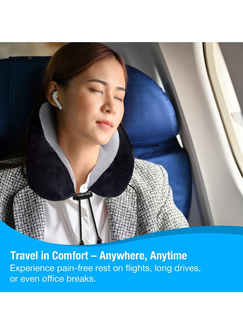 Travel Easy وسادة سفر للرقبة من إسفنج الذاكرة، غطاء مريح وجيد التهوية، وسادة رأس على شكل حرف U مع حقيبة تخزين محمولة للطائرة والسيارة والقطار والحافلة والاستخدام المنزلي  - Image 5