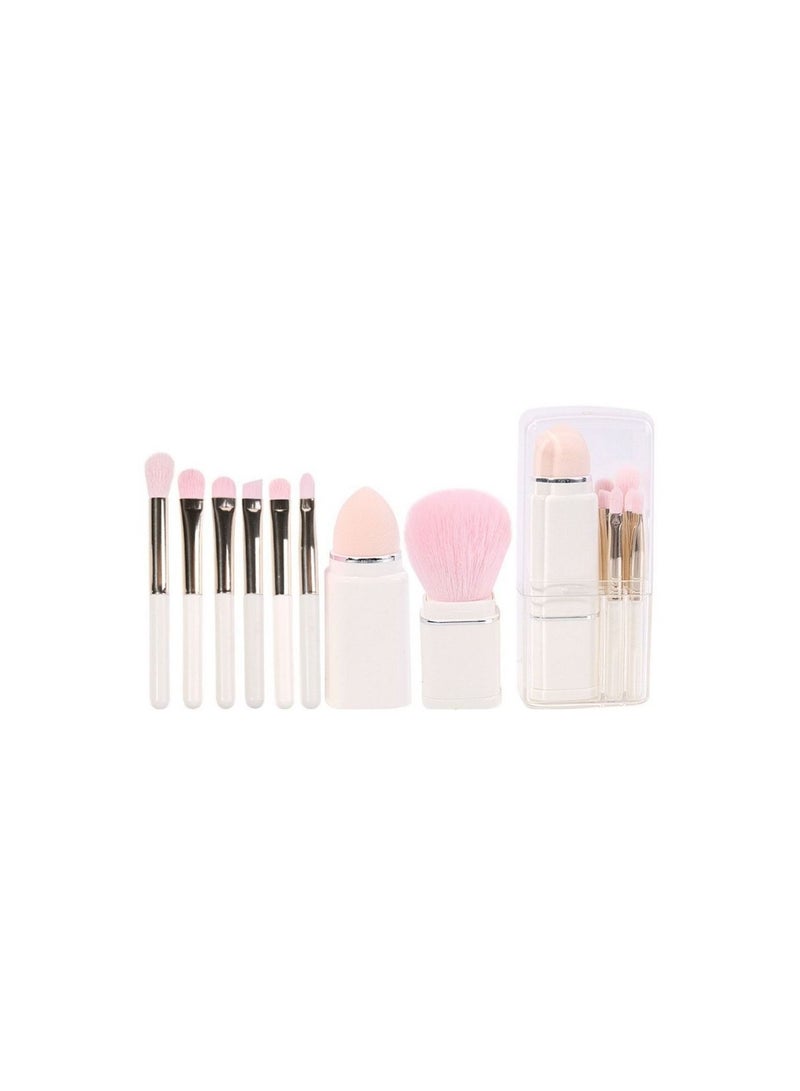 Makeup Brush, 8 in 1 Travel Small Makeup Brush Portable - Travel Lip Brush, Eyeshadow Brush, Beauty Sponge, Concealer brush, Foundation Blending Powder Brushes Retractable Makeup Brushes Sets, White - Image 2
