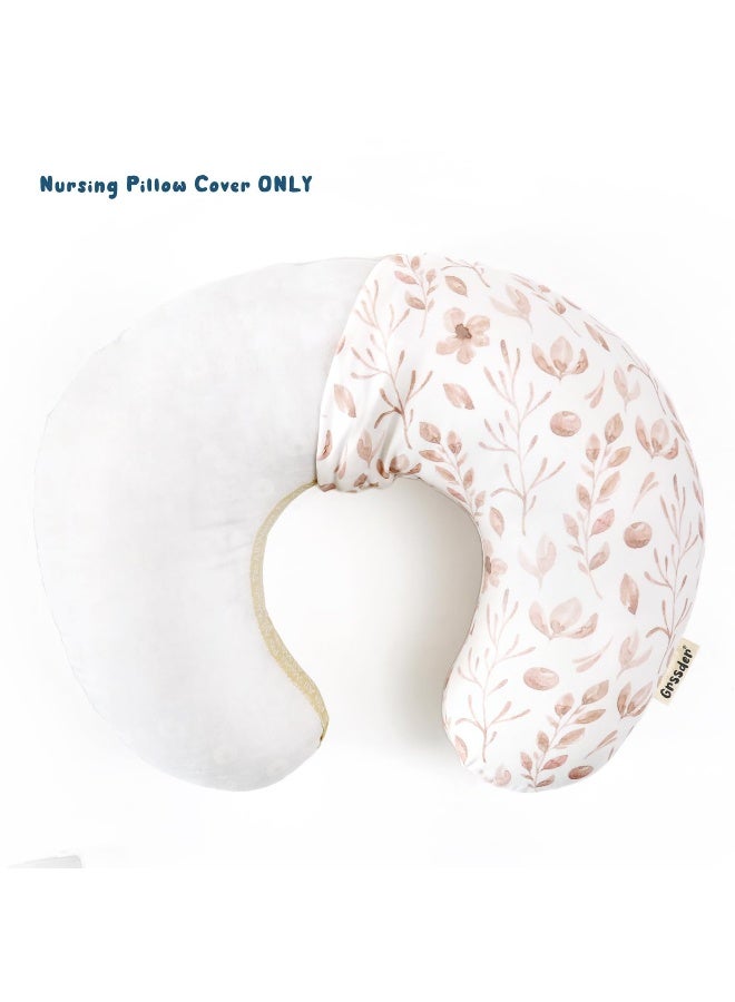 GRSSDER Nursing Pillow Cover, Stretchy Soft Minky Breastfeeding Pillow Slipcover, Fit Most Nursing Support Pillows for Breastfeeding, Comfortable Safe Pillow Cover, Watercolor Pink Flora - Image 2