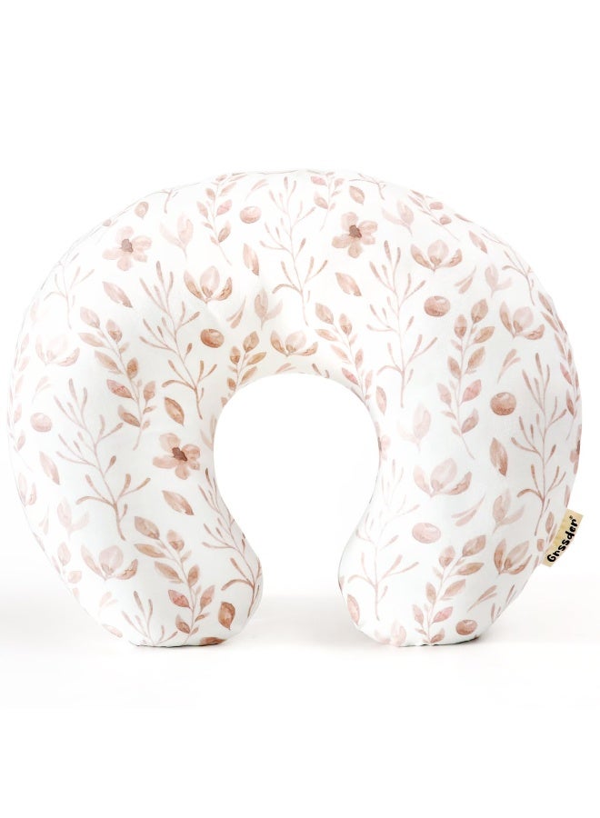 GRSSDER Nursing Pillow Cover, Stretchy Soft Minky Breastfeeding Pillow Slipcover, Fit Most Nursing Support Pillows for Breastfeeding, Comfortable Safe Pillow Cover, Watercolor Pink Flora - Image 1