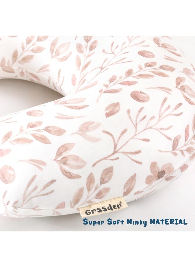 GRSSDER Nursing Pillow Cover, Stretchy Soft Minky Breastfeeding Pillow Slipcover, Fit Most Nursing Support Pillows for Breastfeeding, Comfortable Safe Pillow Cover, Watercolor Pink Flora - Image 5