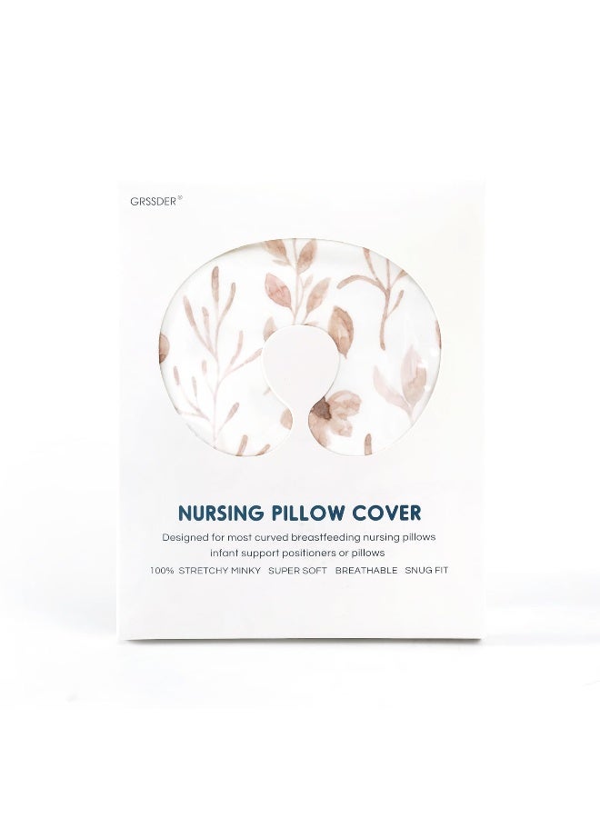 GRSSDER Nursing Pillow Cover, Stretchy Soft Minky Breastfeeding Pillow Slipcover, Fit Most Nursing Support Pillows for Breastfeeding, Comfortable Safe Pillow Cover, Watercolor Pink Flora - Image 4