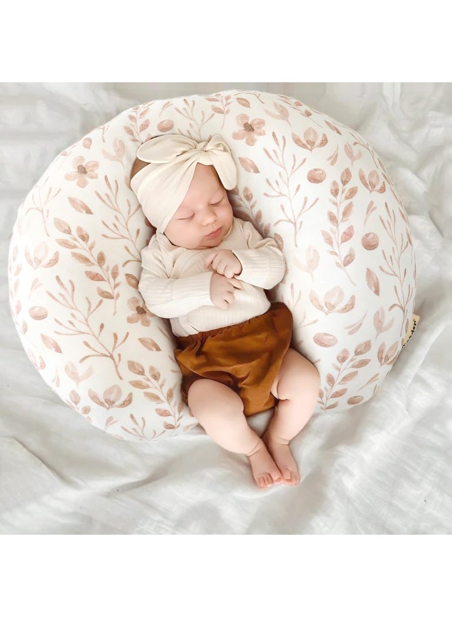 GRSSDER Nursing Pillow Cover, Stretchy Soft Minky Breastfeeding Pillow Slipcover, Fit Most Nursing Support Pillows for Breastfeeding, Comfortable Safe Pillow Cover, Watercolor Pink Flora - Image 3