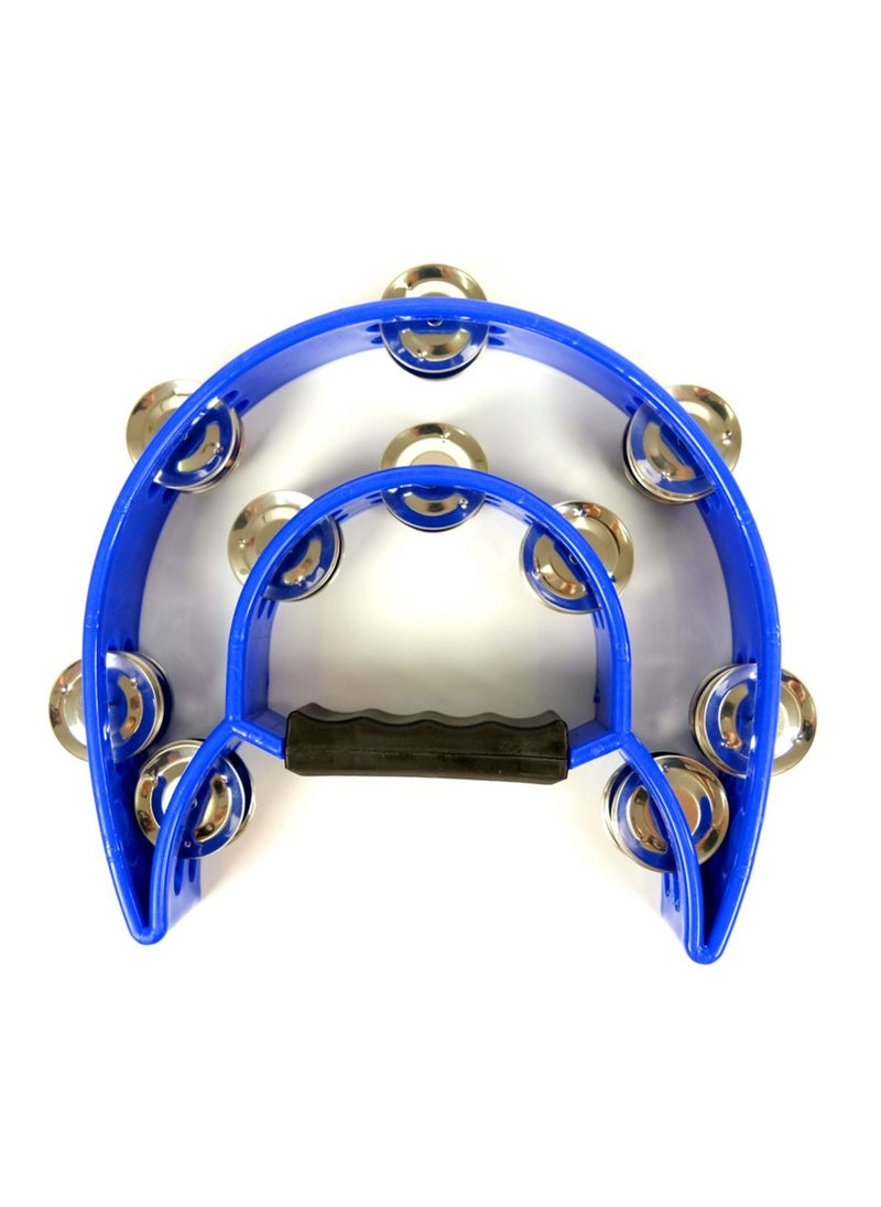 null - Mike Music Half Moon Musical Tambourine Double Row Metal Jingles Hand Held Percussion Drum for Gift KTV Party Kids Toy with Ergonomic Handle Grip (half moon, blue) - Image 1