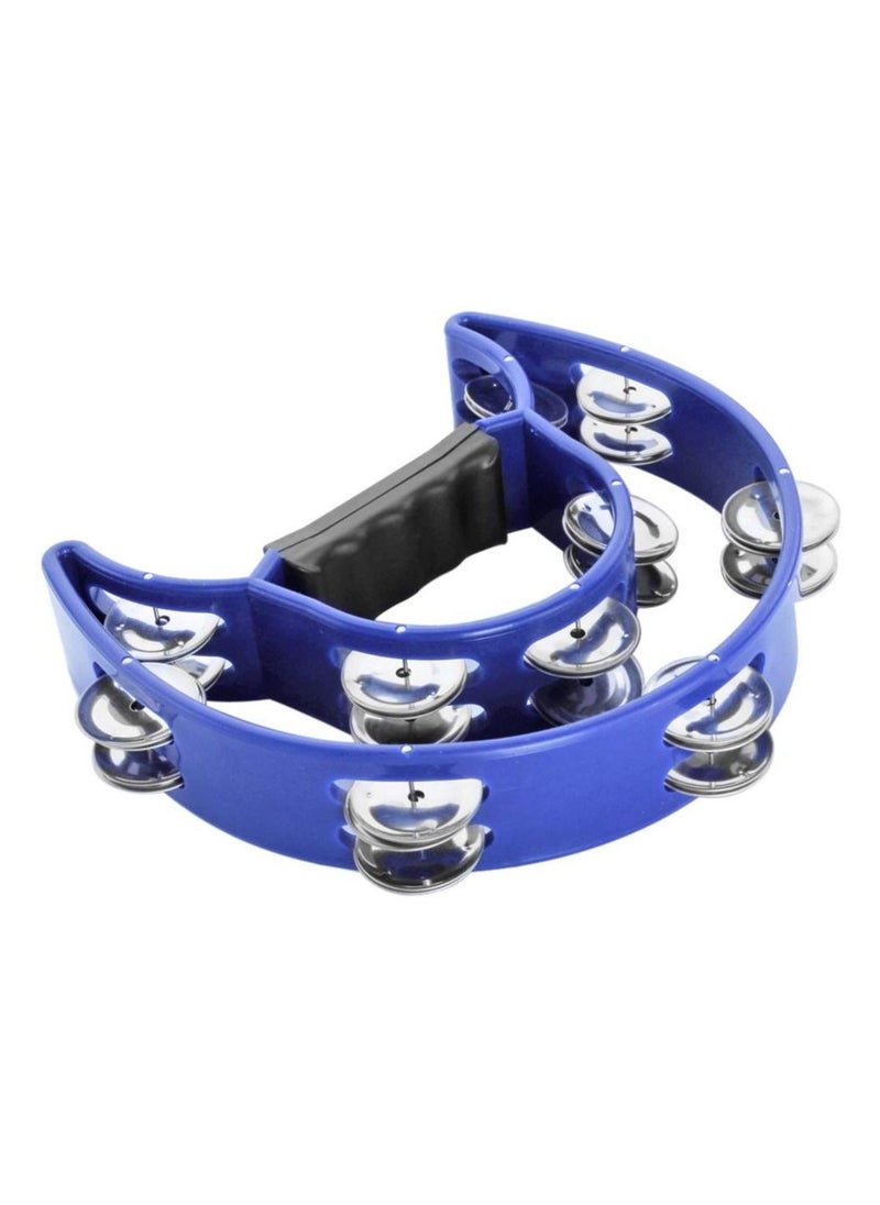 null - Mike Music Half Moon Musical Tambourine Double Row Metal Jingles Hand Held Percussion Drum for Gift KTV Party Kids Toy with Ergonomic Handle Grip (half moon, blue) - Image 1