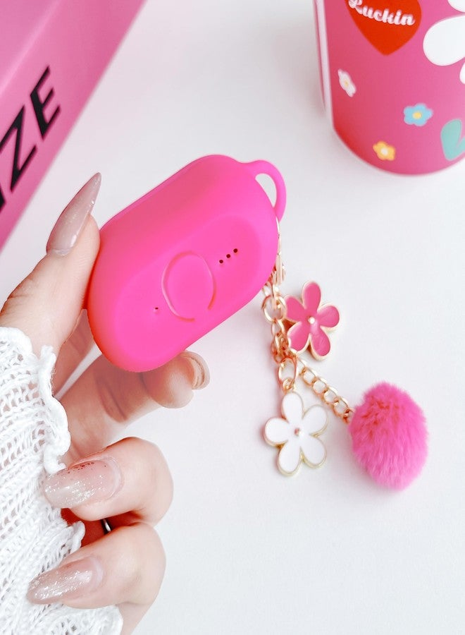 OTOPO Cute Rose Pink Case for Airpods 4 Cover for Girl Women with Pom pom Flower Charms Keychain & Cleaner Kit, Soft Silicone Airpods iPod 4th Gen Protective Cover Skin for Airpod 4 2024 - Image 5