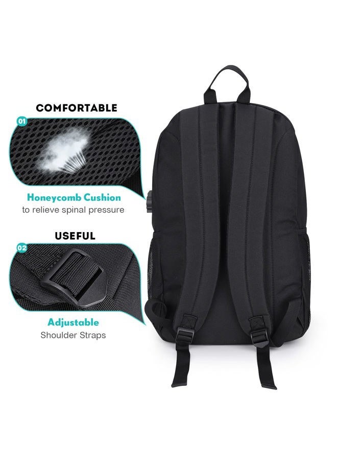 Pawsky Skateboard Anime Luminous School Backpack with USB Charging Port, Anti Theft Lock, Sling Bag & Pencil Case for Teen Boys and Girls, College Bookbag Lightweight Laptop Bag, Black - Image 4