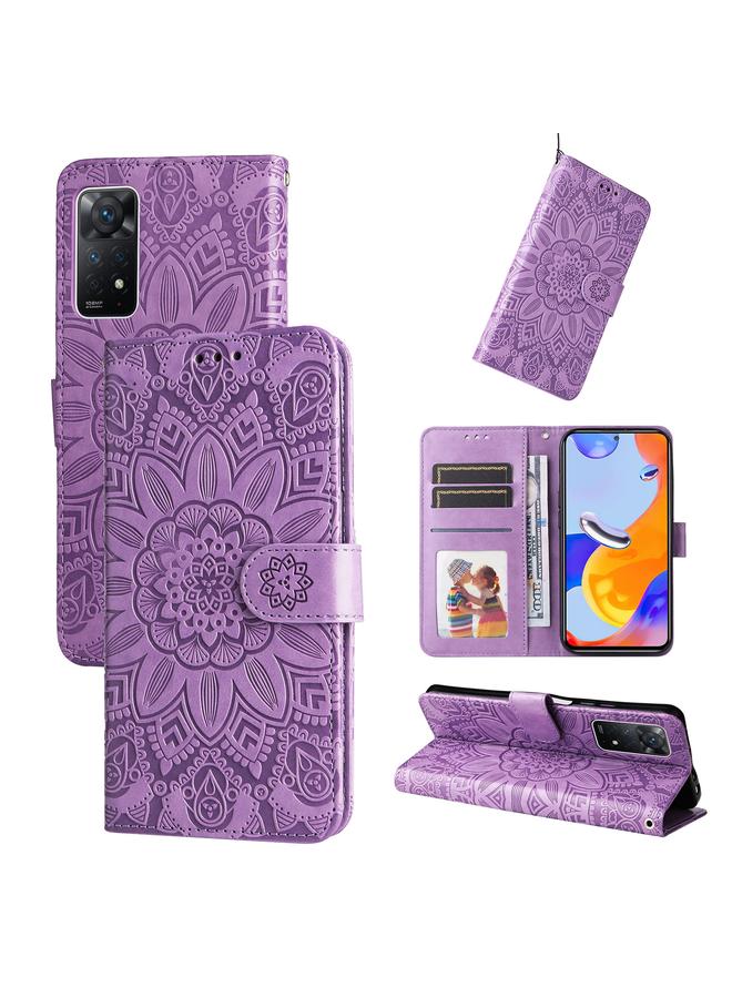 Case For Xiaomi Redmi Note 11 Pro 4G Foreign Version / 5G Embossed Sunflower Leather Phone Case