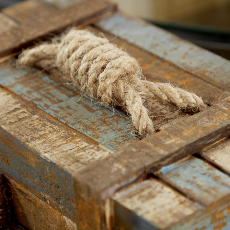 Deco 79 Wood Starfish Handmade Decorative Box Distressed Decorative Keepsake Boxes with Knotted Rope Details, Set of 2 Storage Boxes 10", 7"W, Brown - Image 2