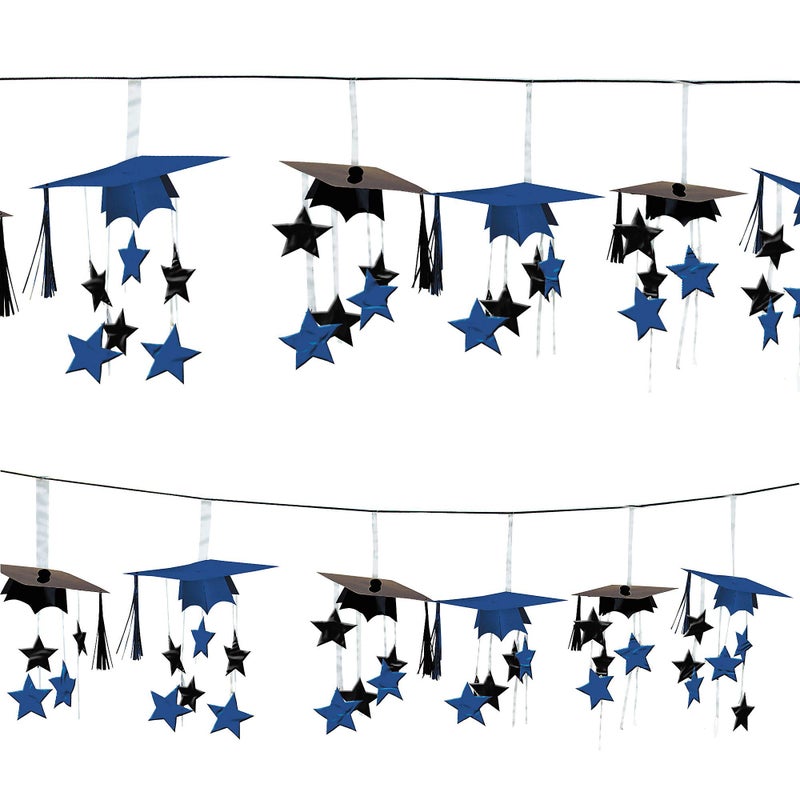 Amscan 224501.1 Bright Royal Blue School Colors 3-D Foil Garland Set | Party Favor | 1 set