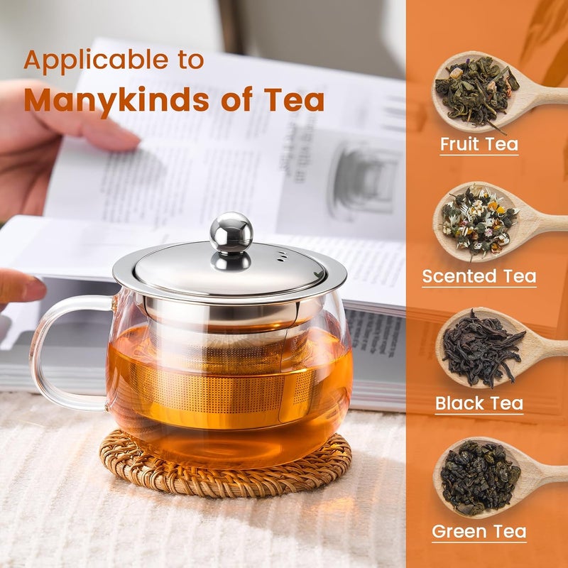PARACITY Tea Cup with Infuser and lid, Glass Tea Cup of Heat Resistant Glass, 13oz Tea Mug, Clear Teacup for Loose Tea, Blooming Tea, Tea Bag, Tea Cup with Strainer for Family Daily - Image 4