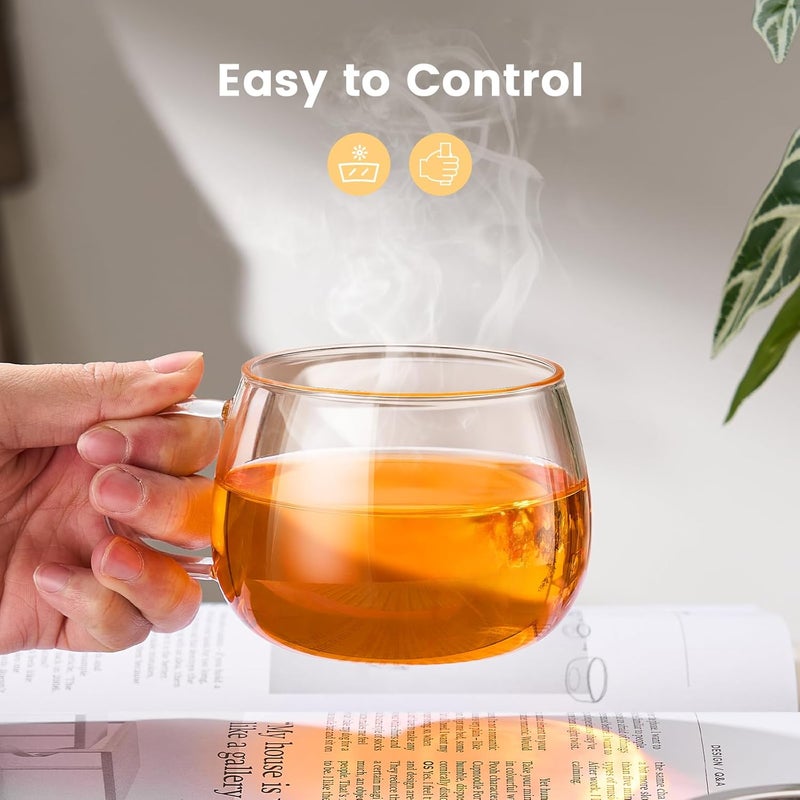 PARACITY Tea Cup with Infuser and lid, Glass Tea Cup of Heat Resistant Glass, 13oz Tea Mug, Clear Teacup for Loose Tea, Blooming Tea, Tea Bag, Tea Cup with Strainer for Family Daily - Image 5