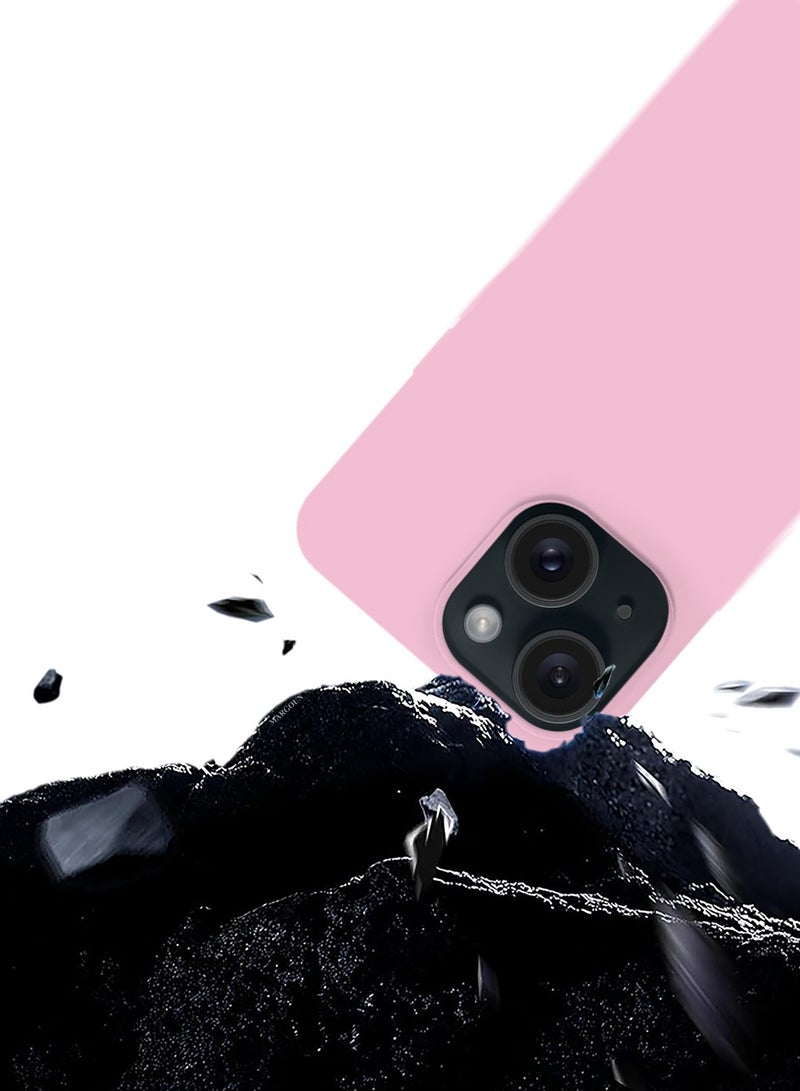 Silicone Case Cover for Apple iPhone 15 Plus, Slim Protective Cover with Microfiber Lining, Drop Protection - Baby Pink - Image 5